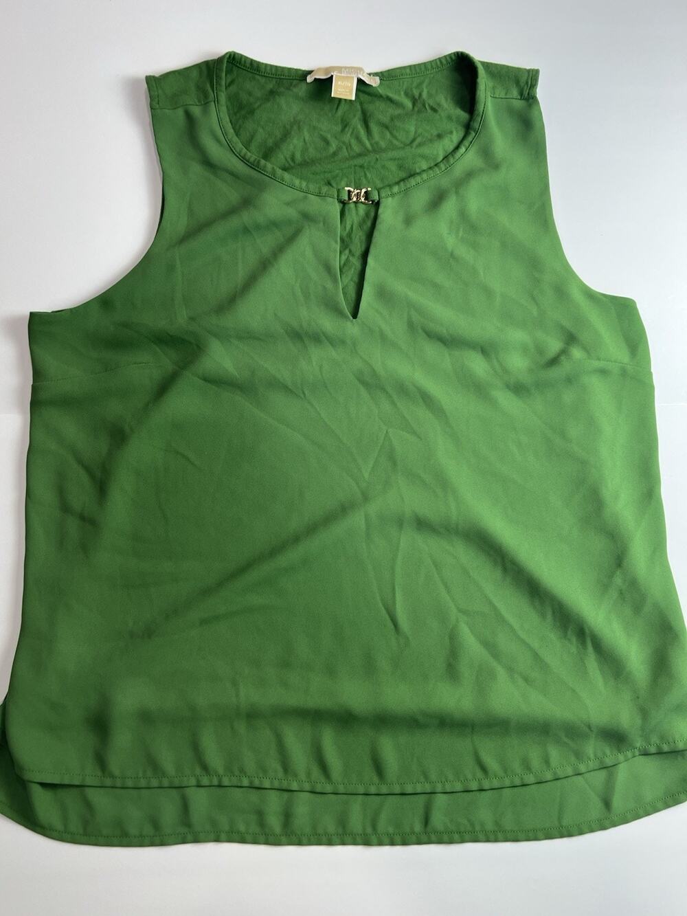 MICHAEL Michael Kors Green Sleeveless Keyhole Blouse Top Gold Hardware Size XL
